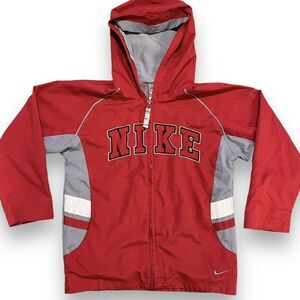 Vintage Y2K Nike Jacket - Youth Size 7 - Red - Spell Out - Zip-Up